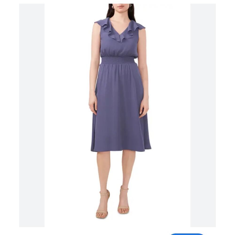 NWT Halogen Ruffle Neck Flow Dress in Indigo XXS